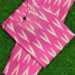 pink ikat print co ord set with scalloped neck