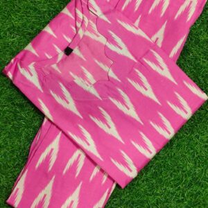 pink ikat print co ord set with scalloped neck