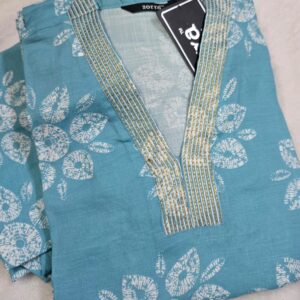 Reyon fabric Premium quality light blue side open kurti