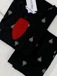 black contrast patch kurti