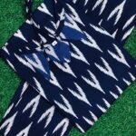 navy ikat print co ord set with tie up neck