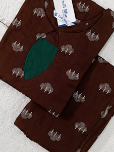 Brown contrast patch kurti