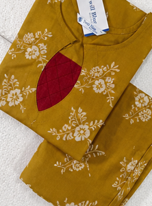 mustard contrast patch kurti