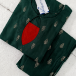 bottle green contrast patch kurti
