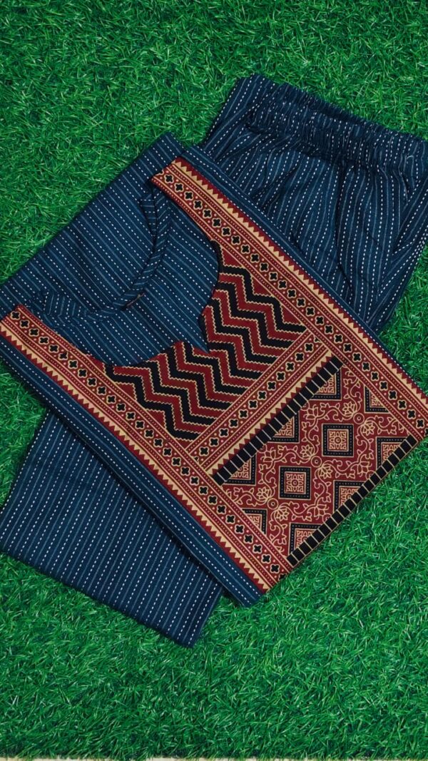 Navy Blue  ✨ Katha Cotton Top & Palazzo Set ✨