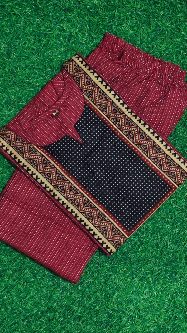 Maroon  ✨ Katha Cotton Top & Palazzo Set ✨