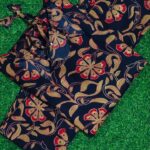 wine floral print co ord set with tie up neck