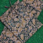 olive green paisley print co ord set with tie up neck