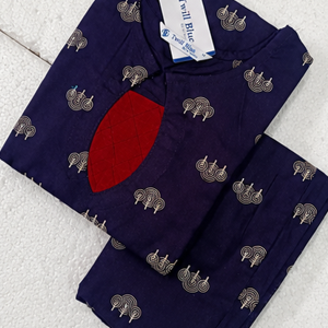 navy blue contrast patch kurti
