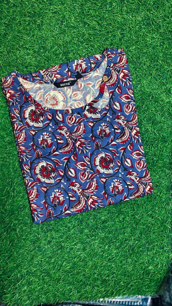 Zorra Blue Kalamkari Soft Cotton Kurti