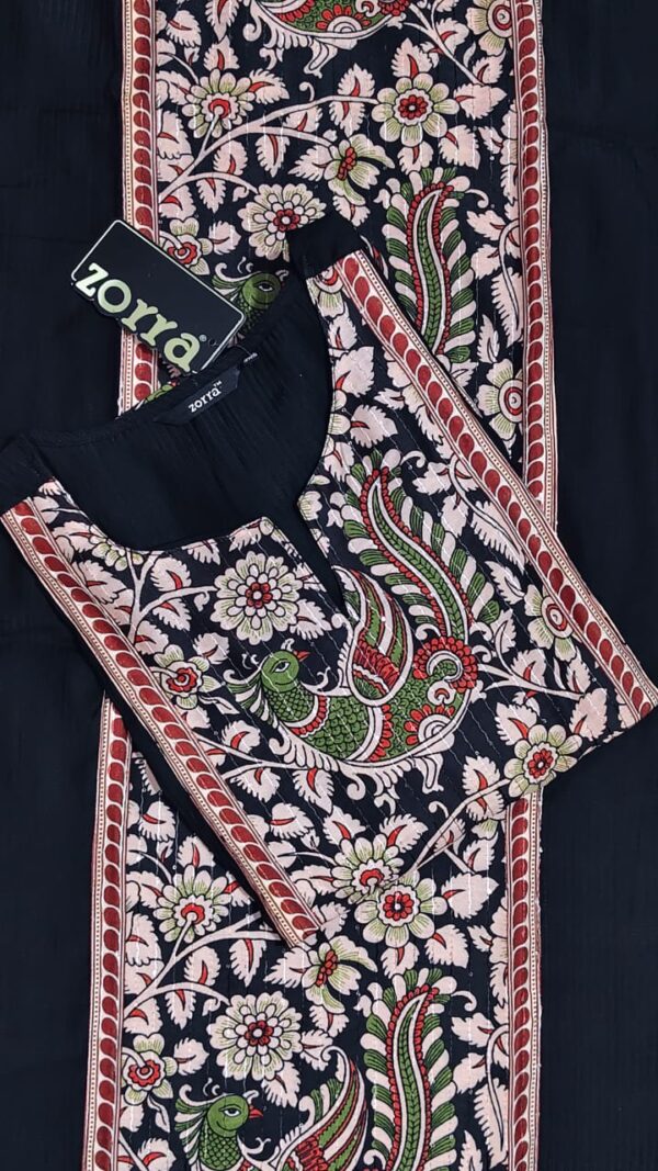 Zorra Black Peacock Floral berlin slik Kurti