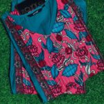 zorra teal floral slub cotton kurti
