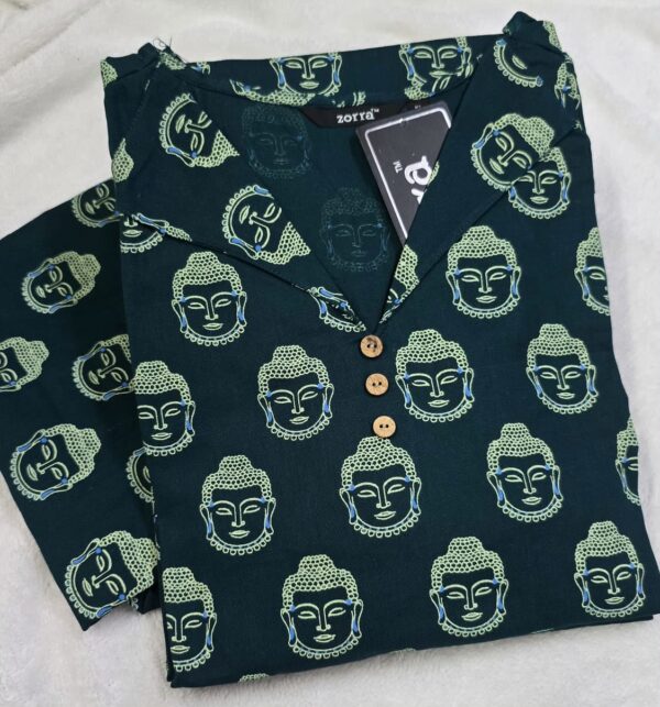 Zorra Dark Green Buddha cotton Kurti