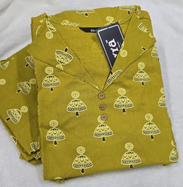 Zorra Olive Jhumka cotton Kurti