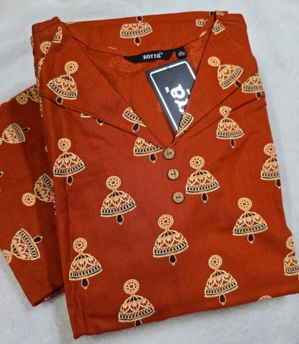 Zorra Rust Jhumka cotton Kurti