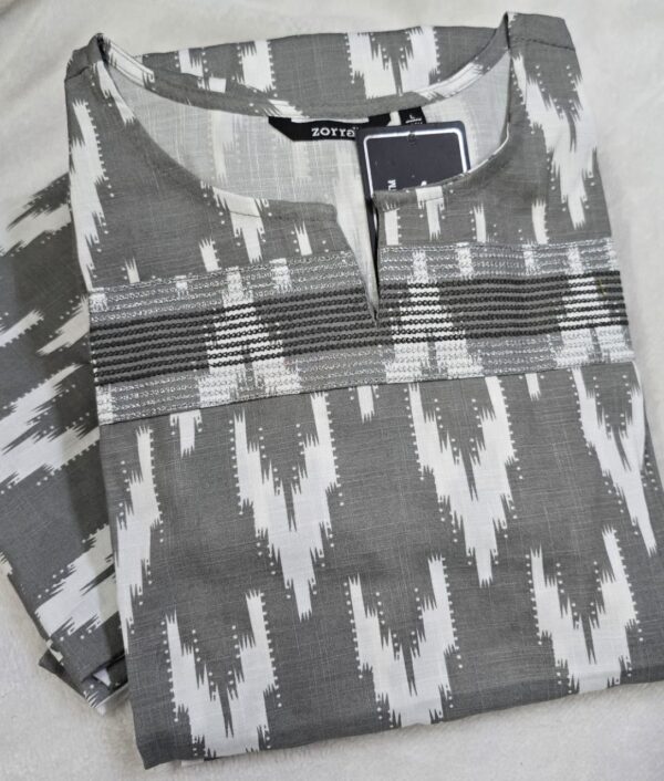 Zorra Grey Ikat rayon fabric Kurti