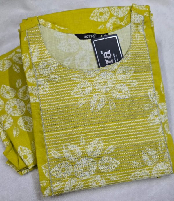 zorra mustard floral berlin silk kurti