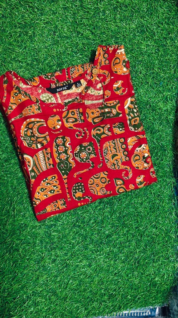 Zorra Red Kalamkari Soft Cotton Kurti