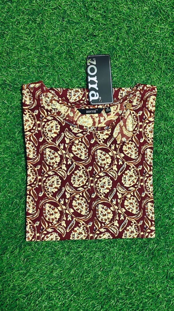 Zorra Brown Kalamkari Soft Cotton Kurti