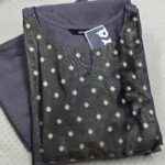 dark purple plum gold embroidery berlin silk side open kurti with pocket (copy)