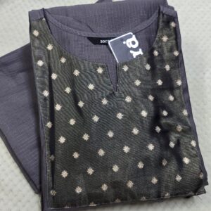 Home dark purple plum gold embroidery berlin silk side open kurti with pocket (copy)