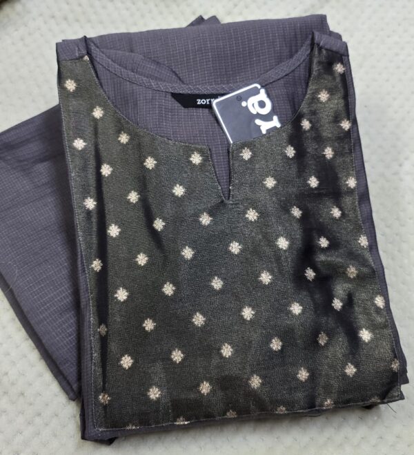 dark purple plum gold embroidery berlin silk side open kurti with pocket (copy)