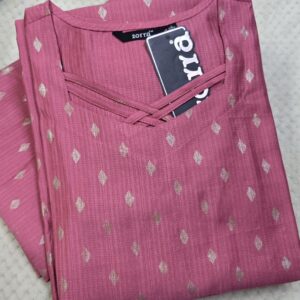 Home dark purple plum gold embroidery berlin silk side open kurti with pocket (copy)