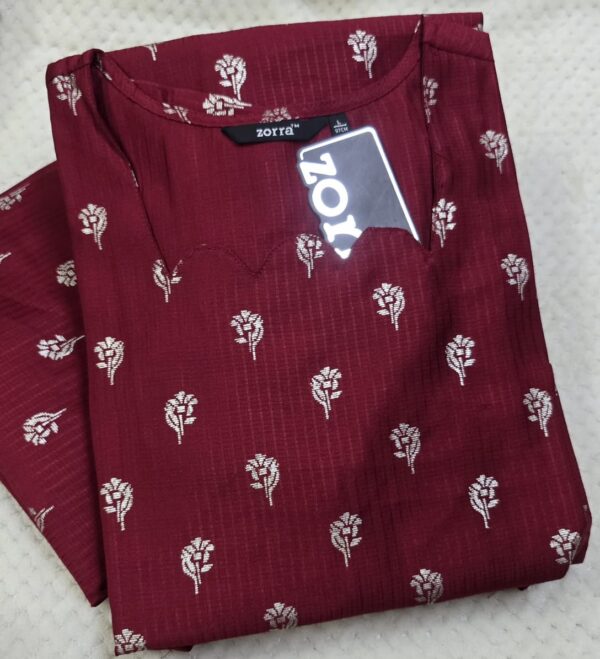 dark purple plum gold embroidery berlin silk side open kurti with pocket (copy)