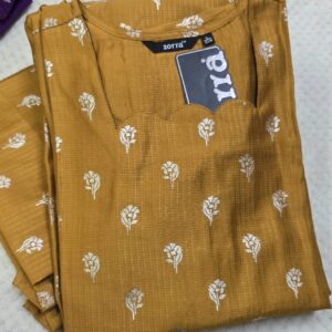 red printed berlin silk side open kurti with pocket