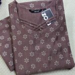 red printed berlin silk side open kurti with pocket