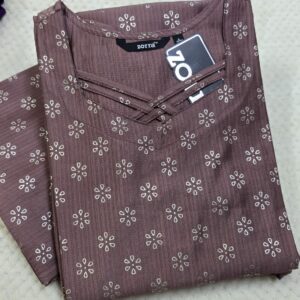 red printed berlin silk side open kurti with pocket