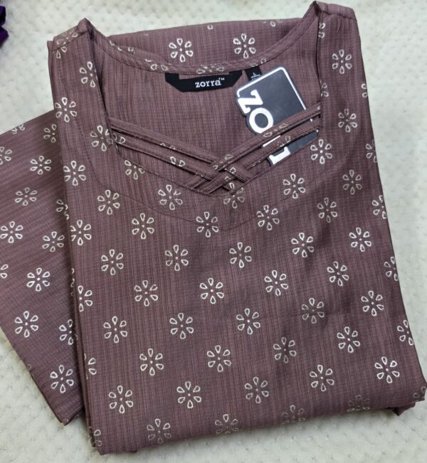 red printed berlin silk side open kurti with pocket