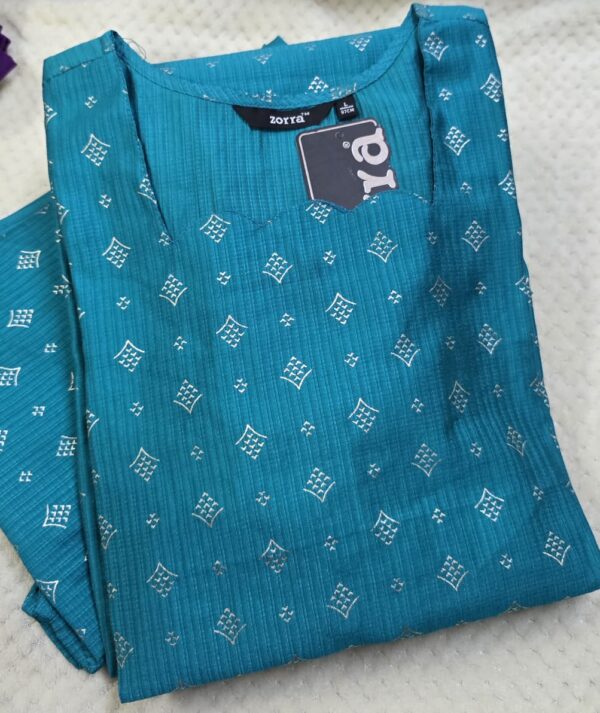 red printed berlin silk side open kurti with pocket