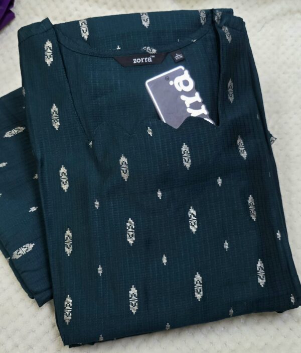 red printed berlin silk side open kurti with pocket