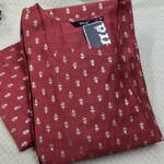 red printed berlin silk side open kurti with pocket