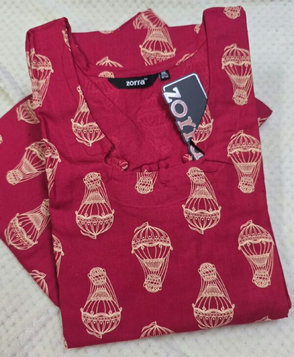 Pink Hot Air Balloon Print Cotton Side Open Kurti