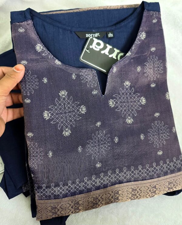 Navy Blue Kolam Print Berlin Silk Kurti
