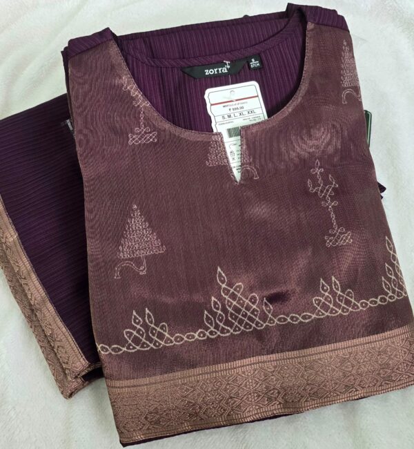 Coffee Brown Ethnic Border Berlin Silk Kurti