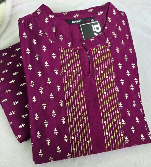 Magenta Golden Motif Berlin Silk Kurti