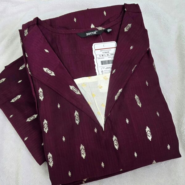 Wine Golden Motif Berlin Silk Kurti