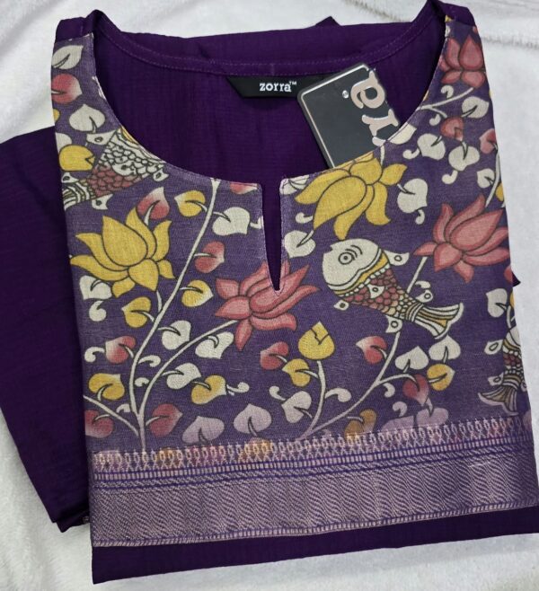 Royal Purple Berlin Silk Floral Printed Kurti with Pocket